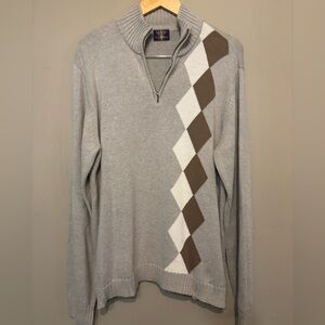 ARROW 100% Cotton Quarter Zip Argyle Side Design Classic Knit Sweater
